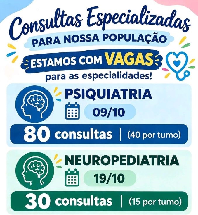 Gestão Adeilza Soares anuncia consultas especializadas em psiquiatria e neuropediatria